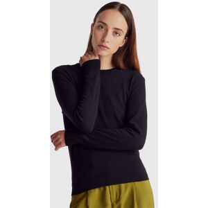 United Colors of Benetton Benetton, Black Crew Neck Sweater In Pure Merino Wool, Black, Women United Colors of Benetton Benetton, Black Crew Neck Sweater In Pure Merino Wool, Black, Women