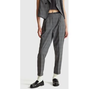 United Colors of Benetton Benetton, Houndstooth Flannel Trousers, Gray, Women United Colors of Benetton Benetton, Houndstooth Flannel Trousers, Gray, Women