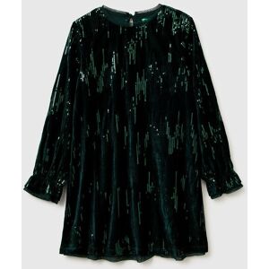 United Colors of Benetton Benetton, Velvet Dress With Sequins, Dark Green, Kids United Colors of Benetton Benetton, Velvet Dress With Sequins, Dark Green, Kids