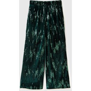 United Colors of Benetton Benetton, Velvet Palazzo Trousers With Sequins, Dark Green, Kids United Colors of Benetton Benetton, Velvet Palazzo Trousers With Sequins, Dark Green, Kids
