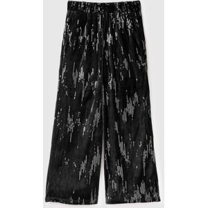 United Colors of Benetton Benetton, Velvet Palazzo Trousers With Sequins, Black, Kids United Colors of Benetton Benetton, Velvet Palazzo Trousers With Sequins, Black, Kids