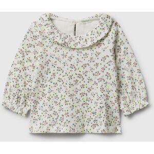 United Colors of Benetton Benetton, Floral T-shirt With Collar, Creamy White, Kids United Colors of Benetton Benetton, Floral T-shirt With Collar, Creamy White, Kids