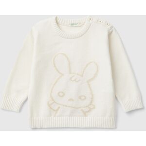 United Colors of Benetton Benetton, Sweater With Bunny Inlay, Creamy White, Kids United Colors of Benetton Benetton, Sweater With Bunny Inlay, Creamy White, Kids