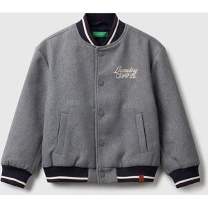 United Colors of Benetton Benetton, Bomber Jacket In Wool Blend, Dark Gray, Kids United Colors of Benetton Benetton, Bomber Jacket In Wool Blend, Dark Gray, Kids