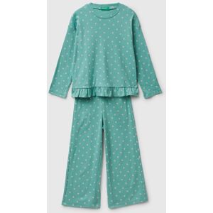United Colors of Benetton Benetton, Pyjamas With Heart Print, Aqua, Kids United Colors of Benetton Benetton, Pyjamas With Heart Print, Aqua, Kids