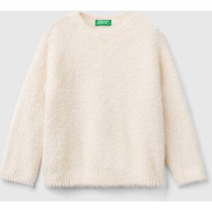 United Colors of Benetton Benetton, Furry Yarn Sweater, Creamy White, Kids United Colors of Benetton Benetton, Furry Yarn Sweater, Creamy White, Kids