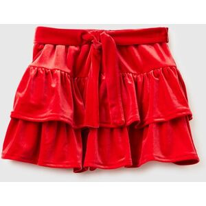 United Colors of Benetton Benetton, Velvet Flounced Skirt, Red, Kids United Colors of Benetton Benetton, Velvet Flounced Skirt, Red, Kids