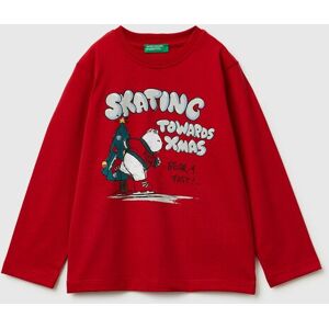 United Colors of Benetton Benetton, T-shirt In Warm Cotton With Print, Red, Kids United Colors of Benetton Benetton, T-shirt In Warm Cotton With Print, Red, Kids