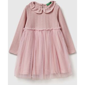 United Colors of Benetton Benetton, Dress With Tulle Collar, Lilac, Kids United Colors of Benetton Benetton, Dress With Tulle Collar, Lilac, Kids