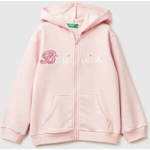 United Colors of Benetton Benetton, Sweatshirt With Zip And Sequins, Soft Pink, Kids United Colors of Benetton Benetton, Sweatshirt With Zip And Sequins, Soft Pink, Kids
