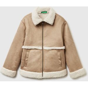 United Colors of Benetton Benetton, Jacket With Suede Look Collar, Beige, Kids United Colors of Benetton Benetton, Jacket With Suede Look Collar, Beige, Kids
