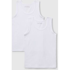 United Colors of Benetton Benetton, Two Tank Tops In Stretch Organic Cotton, White, Kids United Colors of Benetton Benetton, Two Tank Tops In Stretch Organic Cotton, White, Kids
