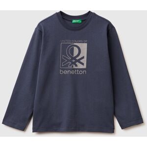 United Colors of Benetton Benetton, Warm T-shirt With Logo Print, Air Force Blue, Kids United Colors of Benetton Benetton, Warm T-shirt With Logo Print, Air Force Blue, Kids