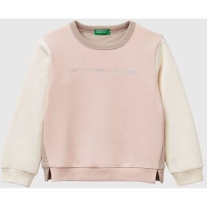United Colors of Benetton Benetton, Pullover Sweatshirt With Glittery Print, Soft Pink, Kids United Colors of Benetton Benetton, Pullover Sweatshirt With Glittery Print, Soft Pink, Kids