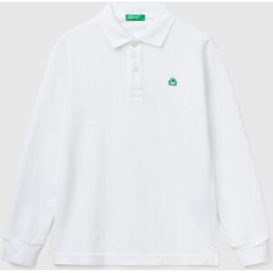 United Colors of Benetton Benetton, Long Sleeve Polo In Cotton, White, Kids United Colors of Benetton Benetton, Long Sleeve Polo In Cotton, White, Kids