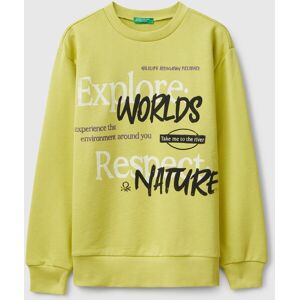 United Colors of Benetton Benetton, Sweatshirt With Slogan Print, Yellow, Kids United Colors of Benetton Benetton, Sweatshirt With Slogan Print, Yellow, Kids