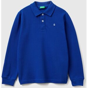 United Colors of Benetton Benetton, Long Sleeve Polo In Cotton, Bright Blue, Kids United Colors of Benetton Benetton, Long Sleeve Polo In Cotton, Bright Blue, Kids