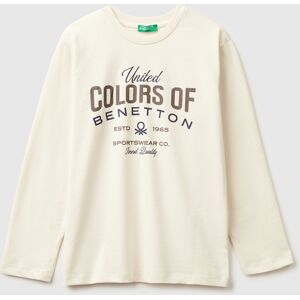United Colors of Benetton Benetton, Warm T-shirt With Logo Print, Creamy White, Kids United Colors of Benetton Benetton, Warm T-shirt With Logo Print, Creamy White, Kids