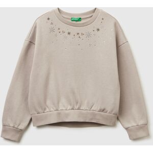 United Colors of Benetton Benetton, Warm Sweatshirt With Print And Rhinestones, Dove Gray, Kids United Colors of Benetton Benetton, Warm Sweatshirt With Print And Rhinestones, Dove Gray, Kids