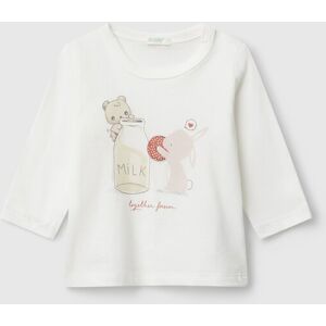 United Colors of Benetton Benetton, Crew Neck T-shirt In Cotton, Creamy White, Kids United Colors of Benetton Benetton, Crew Neck T-shirt In Cotton, Creamy White, Kids