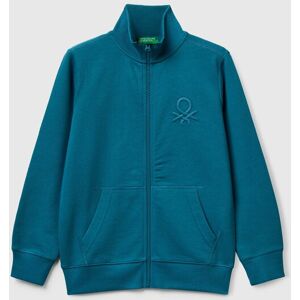 United Colors of Benetton Benetton, Pure Cotton Sweatshirt With Zipper, Teal, Kids United Colors of Benetton Benetton, Pure Cotton Sweatshirt With Zipper, Teal, Kids