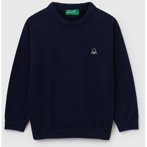 United Colors of Benetton Benetton, Sweater In Pure Cotton With Logo, Dark Blue, Kids United Colors of Benetton Benetton, Sweater In Pure Cotton With Logo, Dark Blue, Kids