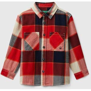 United Colors of Benetton Benetton, 100% Cotton Check Shirt, Red, Kids United Colors of Benetton Benetton, 100% Cotton Check Shirt, Red, Kids