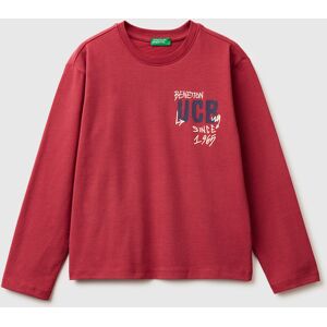 United Colors of Benetton Benetton, Warm T-shirt With Logo Print, Coral, Kids United Colors of Benetton Benetton, Warm T-shirt With Logo Print, Coral, Kids
