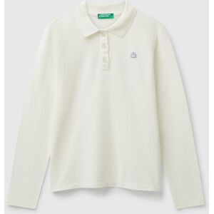 United Colors of Benetton Benetton, Long Sleeve Polo In Cotton, Creamy White, Kids United Colors of Benetton Benetton, Long Sleeve Polo In Cotton, Creamy White, Kids