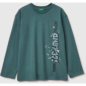 United Colors of Benetton Benetton, T-shirt In Warm Cotton With Print, Turquoise, Kids United Colors of Benetton Benetton, T-shirt In Warm Cotton With Print, Turquoise, Kids