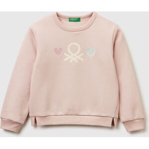 United Colors of Benetton Benetton, Pullover Sweatshirt With Glittery Print, Soft Pink, Kids United Colors of Benetton Benetton, Pullover Sweatshirt With Glittery Print, Soft Pink, Kids