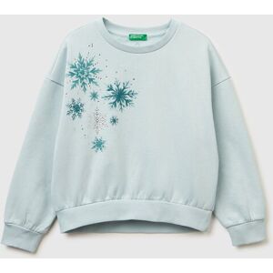 United Colors of Benetton Benetton, Warm Sweatshirt With Print And Rhinestones, Aqua, Kids United Colors of Benetton Benetton, Warm Sweatshirt With Print And Rhinestones, Aqua, Kids