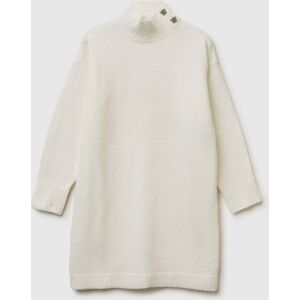 United Colors of Benetton Benetton, Turtleneck Knit Dress, Creamy White, Kids United Colors of Benetton Benetton, Turtleneck Knit Dress, Creamy White, Kids