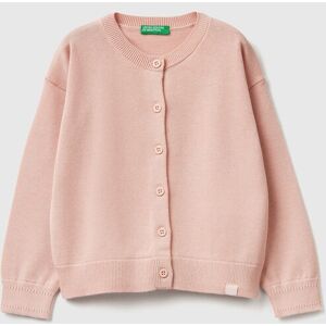 United Colors of Benetton Benetton, Pure Cotton Crew Neck Cardigan, Soft Pink, Kids United Colors of Benetton Benetton, Pure Cotton Crew Neck Cardigan, Soft Pink, Kids