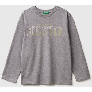 United Colors of Benetton Benetton, Warm T-shirt With Logo Print, Dark Gray, Kids United Colors of Benetton Benetton, Warm T-shirt With Logo Print, Dark Gray, Kids