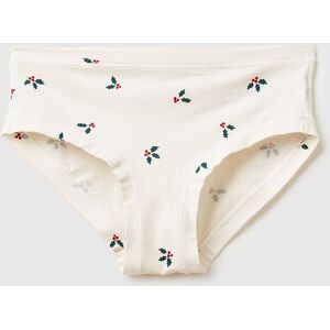 United Colors of Benetton Benetton, Underwear With Christmas Holly Print, Creamy White, Women United Colors of Benetton Benetton, Underwear With Christmas Holly Print, Creamy White, Women