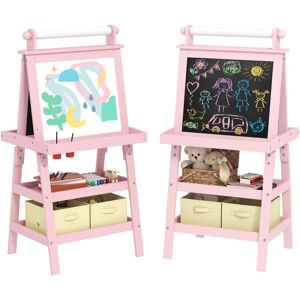 MHSTAR UK LTD AIYAPLAY Art Easel for Kids with Paper Roll, 3 in 1 Kids Easel Double-Sided Magnetic Whiteboard and Chalkboard with Storage Baskets, for Children 3-6