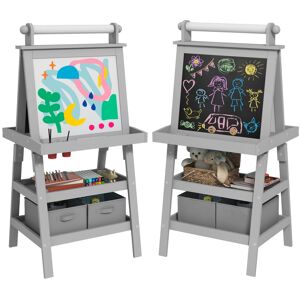 MHSTAR UK LTD AIYAPLAY Art Easel for Kids with Paper Roll, 3 in 1 Kids Easel Double-Sided Magnetic Whiteboard and Chalkboard with Storage Baskets, for Children 3-6