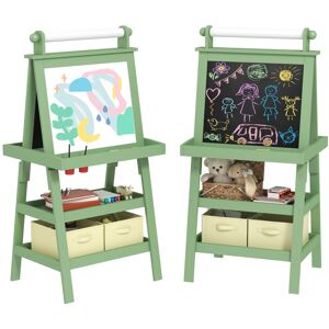MHSTAR UK LTD AIYAPLAY Art Easel for Kids with Paper Roll, 3 in 1 Kids Easel Double-Sided Magnetic Whiteboard and Chalkboard with Storage Baskets, for Children 3-6