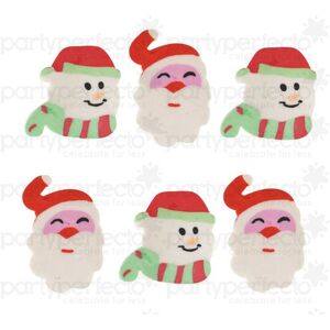 Party Perfecto 6 Christmas Erasers - Festive Fun Party Perfecto 6 Christmas Erasers - Festive Fun