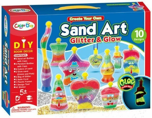 MantraRaj Infotech LTD. 10PC Sand Art Glitter & Glow Art Bottle Kit For Kids Activity Fun Game Gift