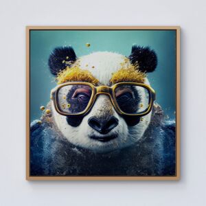 WRT Ltd Panda With Golden Glasses Splashart Framed Canvas - 10" x 10" - Pine WRT Ltd Panda With Golden Glasses Splashart Framed Canvas - 10" x 10" - Pine