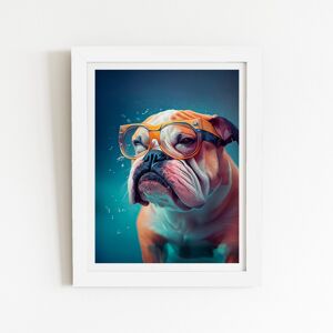 WRT Ltd Bulldog Splashart Art Prints - 12" x 16" - White frame WRT Ltd Bulldog Splashart Art Prints - 12" x 16" - White frame