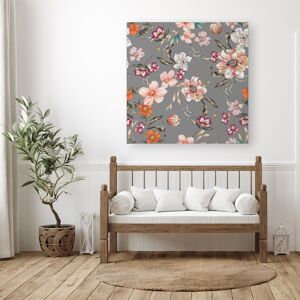 WRT Ltd Peony, Lily, Tulip, Daisy Colorful On Grey Background Canvas - Medium 16" x 16" WRT Ltd Peony, Lily, Tulip, Daisy Colorful On Grey Background Canvas - Medium 16" x 16"