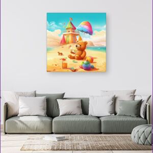 WRT Ltd Bear On A Beach Holiday Canvas - Small 10" x 10" WRT Ltd Bear On A Beach Holiday Canvas - Small 10" x 10"
