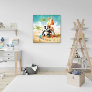 WRT Ltd Happy Panda On A Beach Holiday Canvas - Medium 16" x 16" WRT Ltd Happy Panda On A Beach Holiday Canvas - Medium 16" x 16"