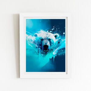 WRT Ltd Polar Bear Face Splashart Art Prints - 20" x 30" - White frame WRT Ltd Polar Bear Face Splashart Art Prints - 20" x 30" - White frame