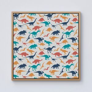 WRT Ltd Multicoloured Dinosaurs Framed Canvas - 10" x 10" - Pine WRT Ltd Multicoloured Dinosaurs Framed Canvas - 10" x 10" - Pine
