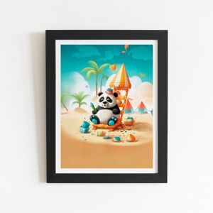 WRT Ltd Panda On A Beach Holiday Art Prints - 8" x 10" - Black frame WRT Ltd Panda On A Beach Holiday Art Prints - 8" x 10" - Black frame