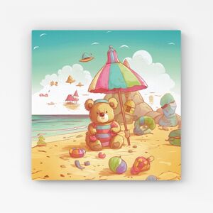 WRT Ltd Teddy Bead On A Beach Holiday Canvas - Extra Large 40" x 40" WRT Ltd Teddy Bead On A Beach Holiday Canvas - Extra Large 40" x 40"